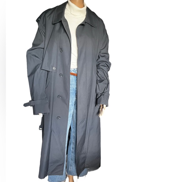 CLASSIC 90s Vintage Neutral Grey Men’s Wear Oversized Trench‎ Coat - Picture 10 of 16